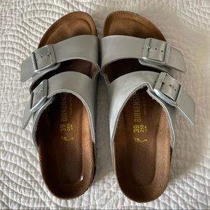 Silver Birkenstocks! Gently worn. Size 9 women’s
